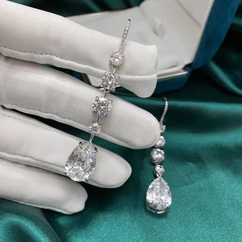 OEVAS Argint 925 Spumante de Înaltă Carbon Diamant Creat Moissanite Picătură Cercei Petrecere de Nunta Mireasa Bijuterii Fine