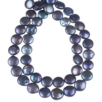 13-14mm Monedă de Perle de Cultură de apă Dulce Pearl Margele fir pentru a face colier, Gaura: Aprox 0.8 mm, Vândut Pe 16 Inch Strand