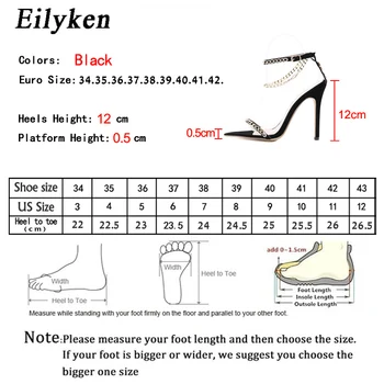 Eilyken De Design De Moda Lanț De Metal Cataramă Glezna Curea Sandale De Vara Sexy Degetul Ascutit Doamnelor Pantofi De Partid Stilet Tocuri