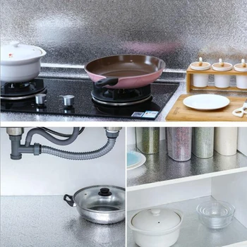 60x500cm Bucătărie Oil-proof Impermeabil Autocolante Folie de Aluminiu Bucătărie, Aragaz Cabinetul Auto Adezive Autocolant Perete DIY Tapet