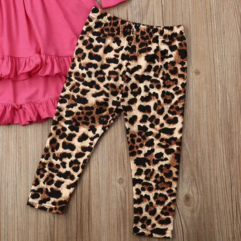 Copii Baby Set Haine Fete Toamna Iarna Cald Moda 3pcs Maneca Lunga T-shirt, Pantaloni de Leopard Pălării Calde Tinutele Set 18M-5Y