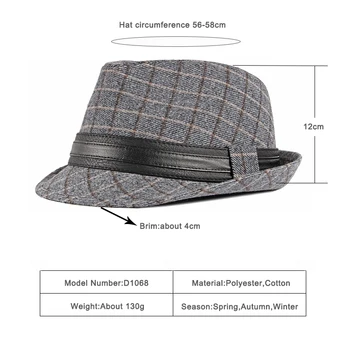 Wuaumx NEW Sosire Unisex Jazz Pălării Bărbați Femei Casual Pălărie Panama Carouri Fedoras Pălărie Pentru bărbați Toamna Iarna Bowler Capace en-Gros