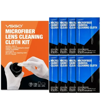 VSGO DDC-3 Microfibră Pânză de Curățare Lentile 8pcs set 15*15cm de Lentilă aparat de Fotografiat, Ecran LCD de Curățare 8Pack în condiții de Siguranță Inofensiv pentru Acoperire