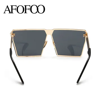 AFOFOO Moda Supradimensionat ochelari de Soare Cadru Metalic Pătrat de Lux de Brand Designer de Femei Oglindă ochelari de Soare Barbati UV400 Mare Cadru Nuante