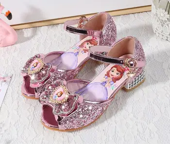 Sclipici Fete Printesa Pantofi Noi de Primavara-Vara din Piele PU Tipărite Sofia Fată de Moda de Nuntă Copil Copii Pantofi Rochie pentru Fete
