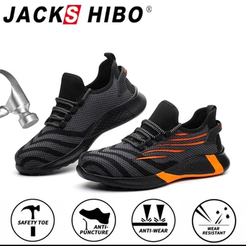 JACKSHIBO Bărbați Siguranță Pantofi de Lucru Tot Sezonul Anti-Zdrobitor bombeu metalic Cizme de Lucru Siguranța Construcțiilor Pantofi de Lucru Adidas