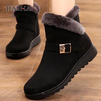 Nu-alunecare confortabil cizme de iarna pentru femei pantofi 2021 noi fermoar solid de pluș cald femei glezna cizme pantofi casual femei snow boot