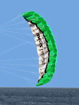 Noi de Înaltă Calitate, 2,5 m Verde Dual Linie Zmeu Parafoil WithFlying ToolsPower Panglica de Navigatie Kitesurf Curcubeu Sportive pe Plaja