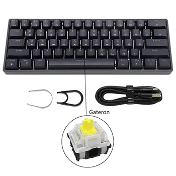 SK61 Mini Portabil 60% Tastatură Mecanică Gateron optică, Switch-uri RGB cu iluminare din spate Hot Swappable cu Fir Tastatură de Gaming pentru PC, Mac