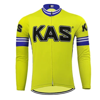 KAS galben Ciclism Jersey cu mâneci Lungi de lână de iarnă și de primăvară nu fleece bicicleta purta tricou îmbrăcăminte de Biciclete mtb ropa Ciclismo