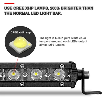 LED Bar 7 13 20inch Singur Rând de Lumină LED Bar lumina de lucru Slim Reflectoarelor Fascicul 12 24V Pentru UAZ Kamaz ATV SUV 4X4 offroad Motocicleta
