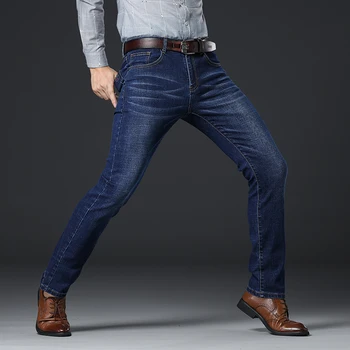2019 Toamna Iarna Noi Barbati Jeans Albastru Clasic Stil Business Casual Elastic Slim Fit Bumbac Pantaloni Brand Masculin Pantaloni