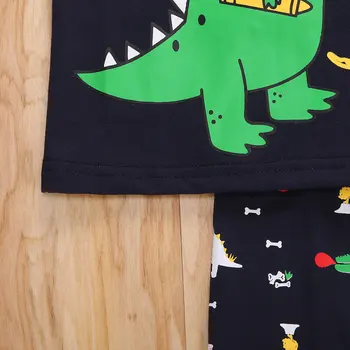 Copil Baieti Costum de Pijama Set , cu Maneci Lungi Dinozaur Print T-shirt, Pantaloni,Clasic Rotund Gât de Primăvară Pijama Set 1-7ani