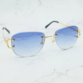 Vintage ochelari de Soare pentru Barbati Brand Designer Festivalul de Decor la modă carter ochelari fără ramă de metal oval umbrele de soare pentru femei