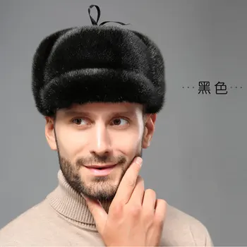 YECHNE Om de Iarnă Rusia Stil Earflap Reale de Blană de Nurcă Bombardier Capac Îngroșa Piele Cald Afara Pălărie