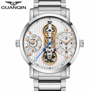 GUANQIN Brand de Lux Creative Automatic Skeleton Barbati Ceas Tourbillon din Oțel Complet Impermeabil Bărbați Ceasuri Mecanice