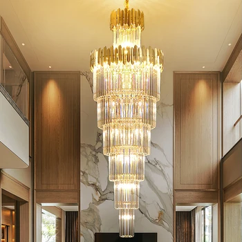 Mai multe straturi moderne candelabru de cristal scara de lumină AC110V 220v timp holul hotelului candelabre