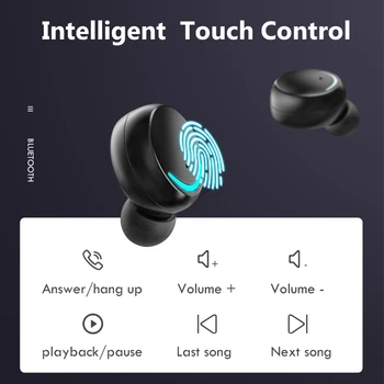 Rexxar Bluetooth 5.0 wireless căști căști 2200mAh Touch control LED display Wateroroof sport căști cu microfon