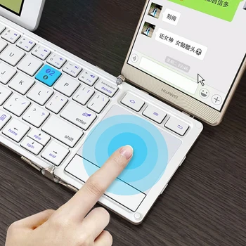 B. O. W Tri-pliere Universal tastatura Wireless cu Touchpad,Ultra Subțire Tastatură Bluetooth+Aliaj de Aluminiu+Husă de transport