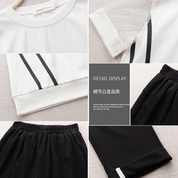 YICIYA alb 2 seturi de piese pentru femei costume negre treninguri co-ord set top si pantaloni plus dimensiune 2020 vara cu dungi îmbrăcăminte
