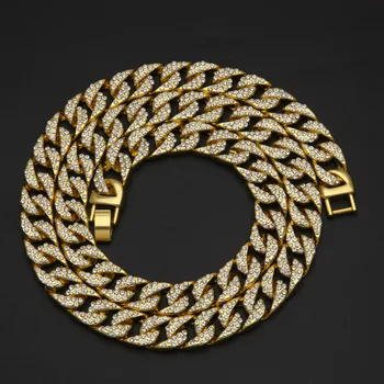 13mm cu Gheață CZ Cubanez Link-ul de Pietre Coliere Lanț de Aur de Argint de Culoare Bling Bling Bijuterii de Moda Hiphop Colier Pentru Barbati Femei