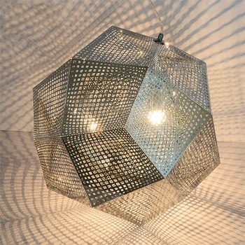 Replică Modernă Web Etch Geometrie Aur Dixon Cutie Caramida Lumina Pandantiv Lumini Umbra Pentru Bucatarie Sala De Mese Acasă Lampă De Agățat