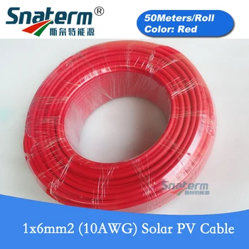 La 50 de Metri/Rola (164FT) 10AWG 6mm2 SPhotovoltaic Cablu, Panou Solar Cablu de Extensie Sârmă de Cupru 50M Negru sau 50M Roșu pentru chioce