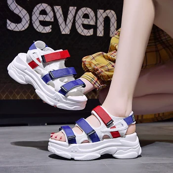 ADBOOV Platforma Wedge Sandale Femei 3 Curele de Moda de Vară Indesata Pantofi Înălțime Creșterea Sandale Papuci