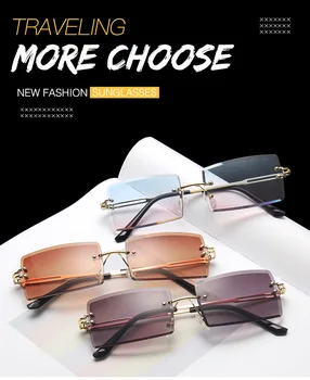 2020 Nouă bărbați cutiuta fără ramă cut-margine ochelari de soare Retro elegante femei tendință de schimbare ochelari de soare UV400 Oculos De Sol