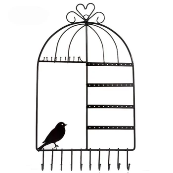 Black Bird Cage Organizator De Bijuterii Display Stand Titular Cercei Colier Bratara Rack De Afișare Suport Bijuterii Organizator De Stocare