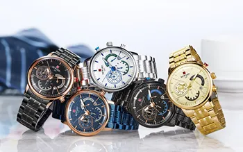 RECOMPENSA Cuarț Ceasuri Barbati de Brand de Moda de Lux Ceas Analog Bărbați Albastru din Oțel Inoxidabil Curea Ceas Relogio Masculino rezistent la apa