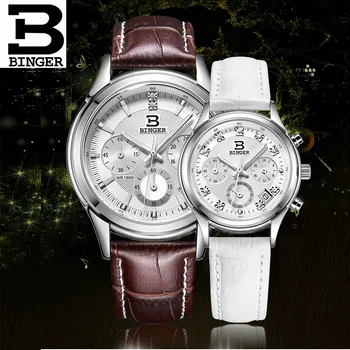 Binger 2019 câteva ceasuri Elveția lux quartz impermeabil bărbați ceas curea din piele, Cronograf Ceasuri de mana BG6019