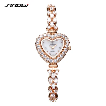 SINOBI de Moda de Lux Femeie Diamante Ceasuri de Cristal în Formă de Inimă Femei Ceas Rochie Limitat Doamnelor de la Geneva Cuarț Ceas 2020