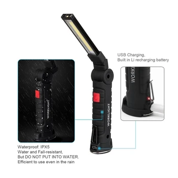 Portabil 5 Modul de COB lanterna Lanterna USB Reîncărcabilă LED Lumina de Lucru Magnetic COB Lanterna Cârlig Agățat Lampă De Camping în aer liber
