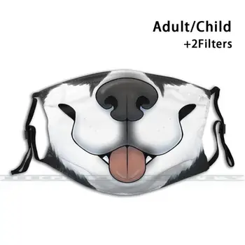 Negru Caine Husky De Imprimare De Moda Reutilizabile Amuzant Pm2.5 Filtru De Gura Masca De Fata Cățeluș Câine Pup Husky Animale Veterinar Canin