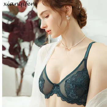 Xianqifen ultra subțire sutiene pentru femei minimizer bralette crop top bh sutienul fata sexy lenjerie de dantelă ABCD 36 38 34 plus dimensiune bh