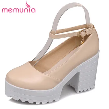 MEMUNIA 2020 vânzare fierbinte femei pompe pu rotund toe catarama single pantofi de petrecere nunta tocuri inalte pantofi platforma femeie de mari dimensiuni 43