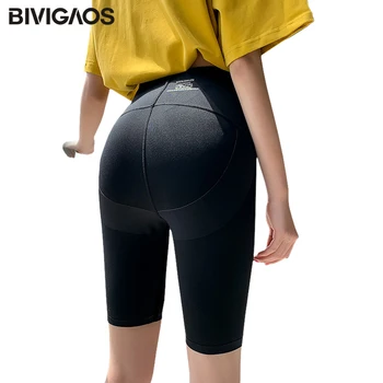 BIVIGAOS Femei pantaloni Scurți Non-trace Sexy Push-Up Hip Motociclist de Fitness, pantaloni Scurți Scurt Talie Mare Sport Rechin Negru Mini pantaloni Scurți de Vară