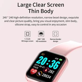Ceas inteligent Y68 Bluetooth Fitness Tracker Sport Watch Monitor de Ritm Cardiac tensiunea Arterială Brățară Inteligentă pentru Android, IOS relogio