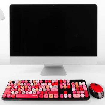 Dulce Amestecat Culoare Drăguț Portabil 2.4 Ghz Wireless Keyboard Mouse-Set Fata Universal Desktop Notebook Birou Tastatură și Mouse-ul