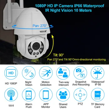 Wanscam Wireless 1080P Camera IP de Exterior PTZ Dome Mișcare Detecta Auto-Tracking Zoom 4X 2-way Audio P2P de Supraveghere de Securitate