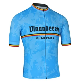 Flandeds Ciclism jersey Negru Galben Albastru cu maneci Scurte jersey Biciclete Autostrada haine de ciclism MTB Respirabil de sport în aer liber topuri