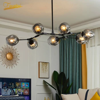 Modern Metal CONDUS Candelabru de Iluminat Lustre Living Vila Decor Interior Pandantiv Lampă de Iluminat cu glob de Sticlă Corpuri de Bucătărie