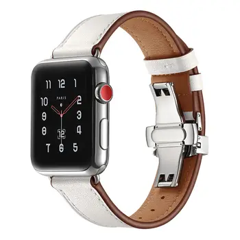 Autentice din Piele de Curea de Moda pentru Apple Watch Band 40/44/38/42mm Bărbați/Femei Brățară pentru iWatch SE 6 5 4 3 Catarama din Otel Inoxidabil