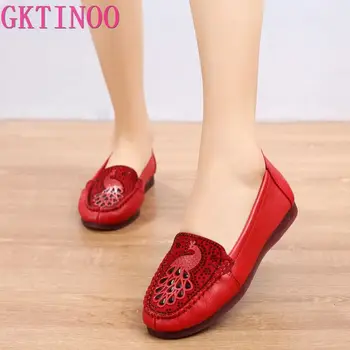 GKTINOO Primavara Toamna din Piele Femei Plat Mocasini Pantofi 2020 Cristal Moale Confortabil Pantofi de Femeie Apartamente