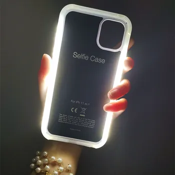 De lux LED Lumina Selfie Caz rezistent la Socuri pentru iPhone 11 11 Pro 7 8 Plus de Lumină în Sus selfie flash telefon Caz Pentru iPhone 6 6S