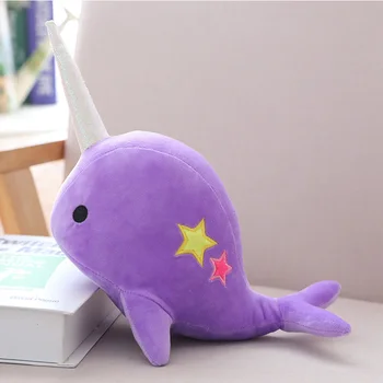 Drăguț Gemeni narval pește jucărie de pluș papusa Unicorn Balena animale Marine jucării pentru Copii cadouri de Vacanță Reconfortant păpuși