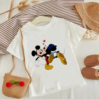 Tricouri Pentru Fete Minnie Mouse Estetic Moda de Desene animate de Imprimare cu Mâneci Scurte, de Vara, All-meci Copilul Topuri Disney Nou Haine Copii