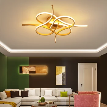 Modernă cu led-uri Plafon Candelabru pentru dormitor, camera de studiu living bucatarie Creative Mat Negru/Aur Candelabru Corpuri de Iluminat