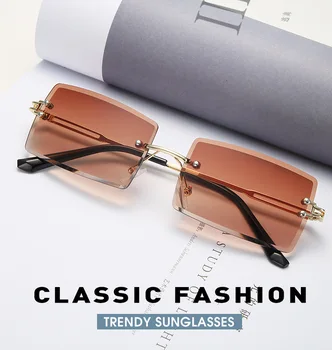 2020 Nouă bărbați cutiuta fără ramă cut-margine ochelari de soare Retro elegante femei tendință de schimbare ochelari de soare UV400 Oculos De Sol